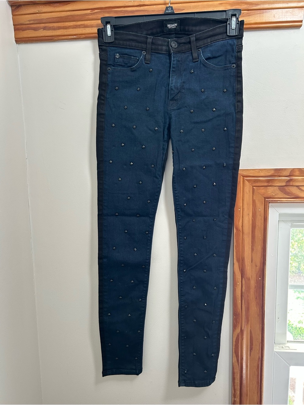Hudson Jeans Navy Blue Studded Skinny Jeans